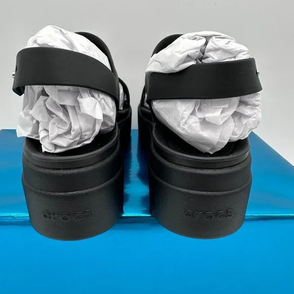 Crocs Women's Brooklyn Low Wedge Strappy Platform Sandals, Size 6, Black - Picture 7 of 14